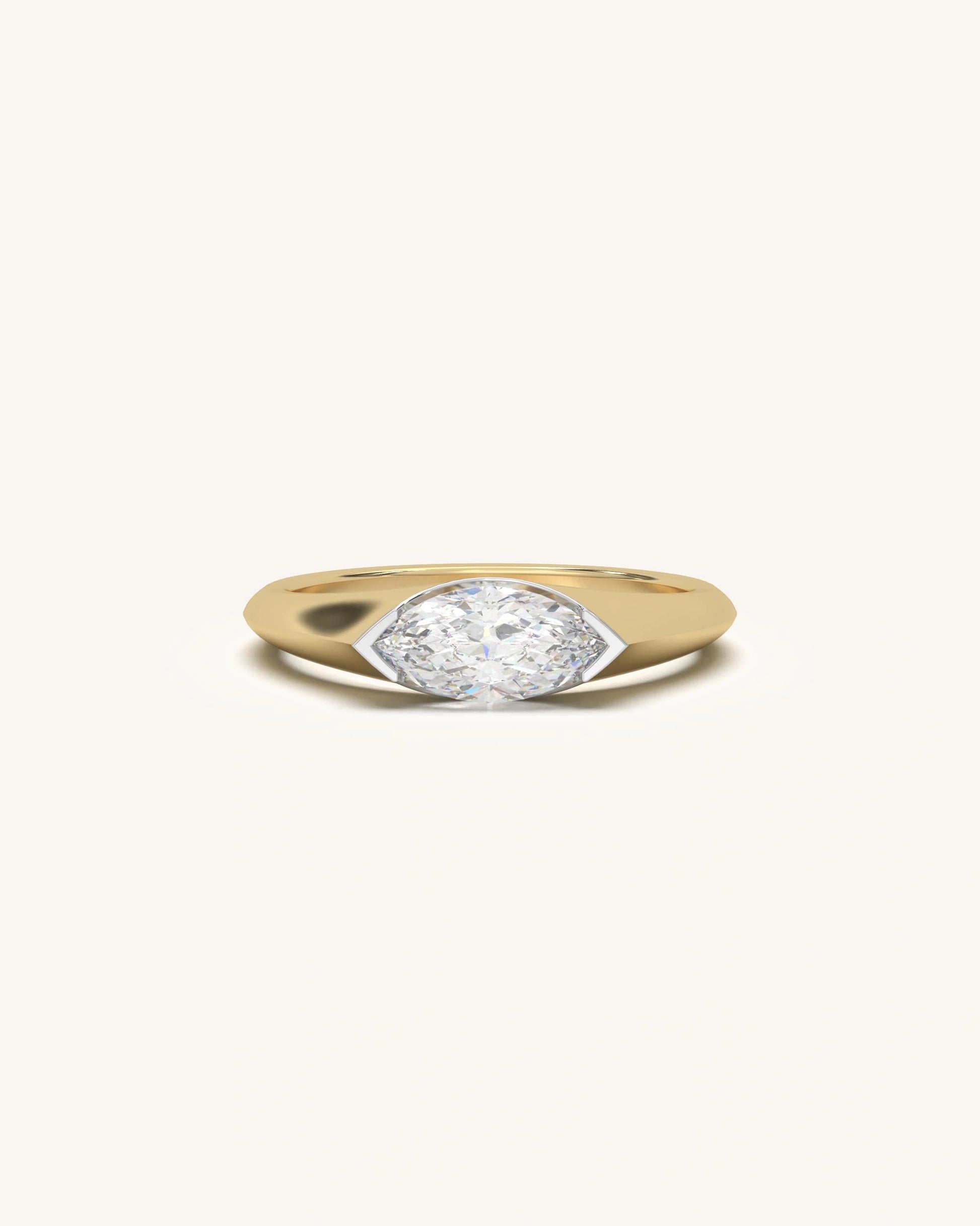Diamond wedding rings marquise solitaire in 18KT Gold Vermeil finish