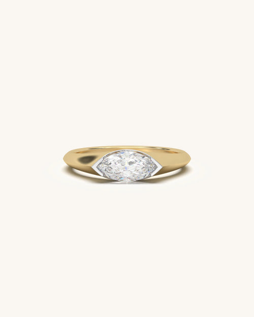Diamond wedding rings marquise solitaire in 18KT Gold Vermeil finish