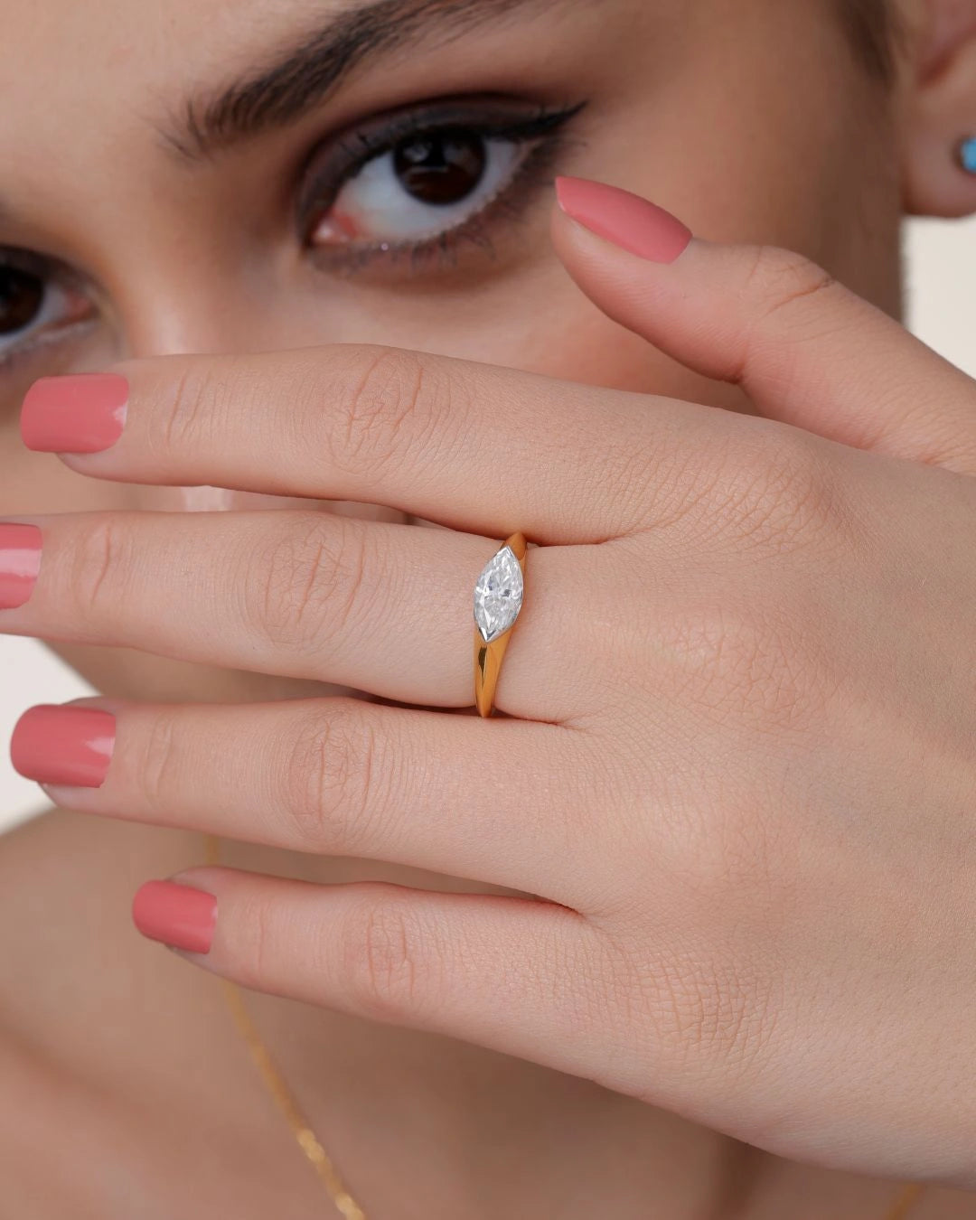 Marquise Modern Solitaire Ring
