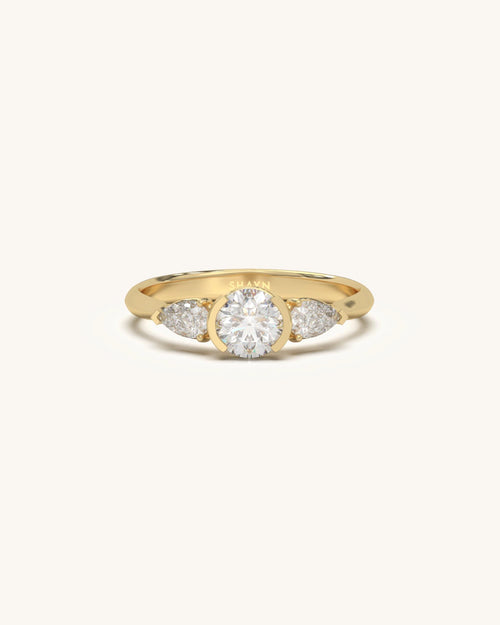 Diamond ring price for girl trio solitaire in 18KT Gold Vermeil finish