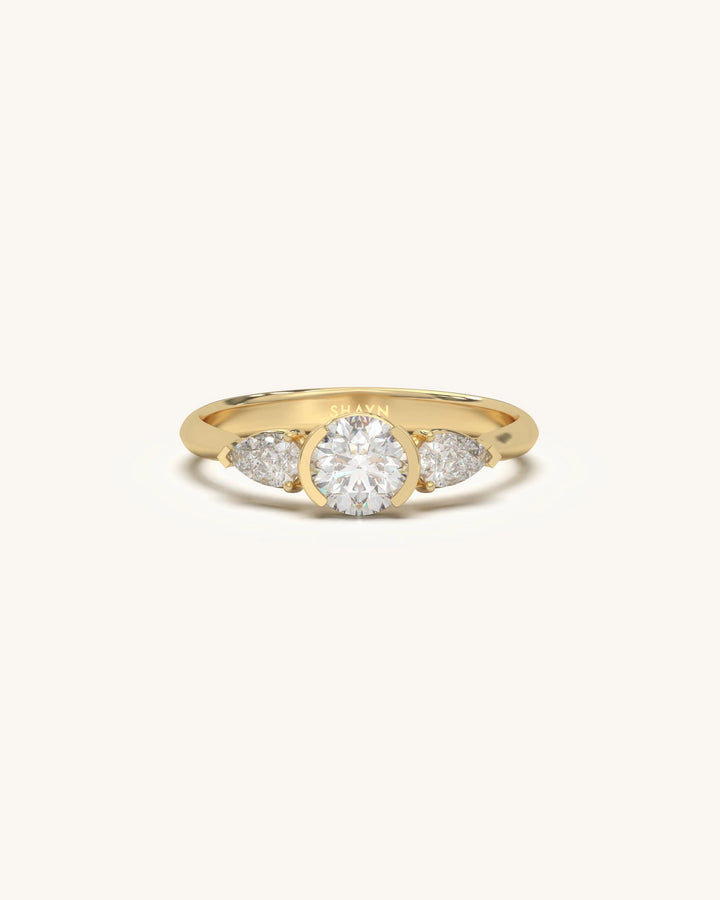 Trio Solitaire Ring