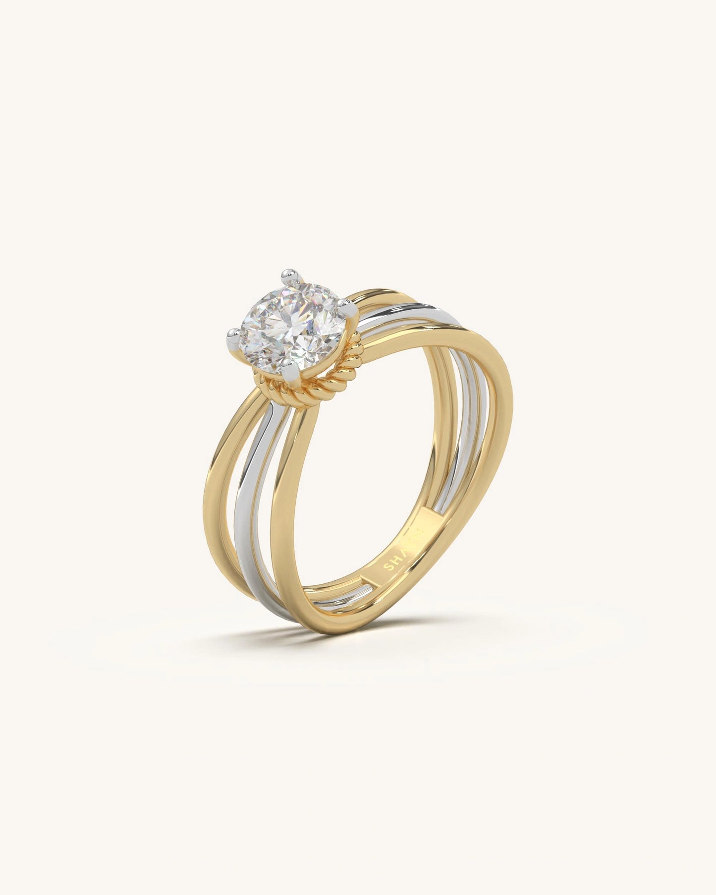 Multi Shank Solitaire Ring