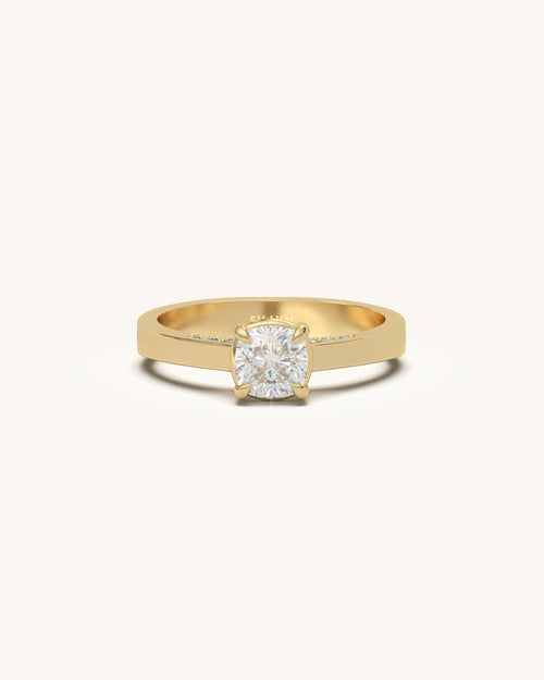 Women’s solitaire diamond rings cushion cut in 18KT Gold Vermeil finish