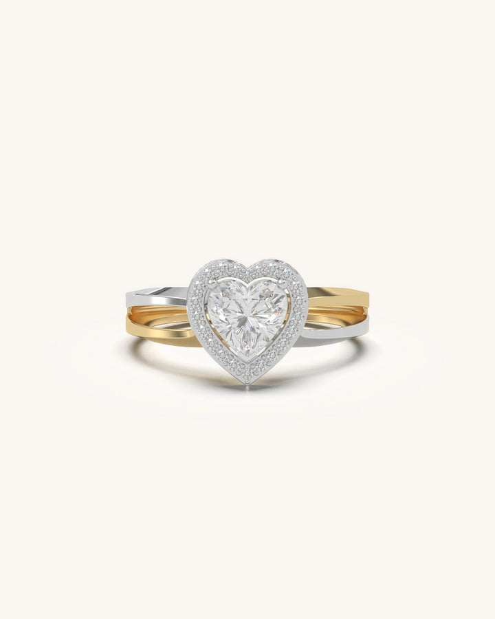 Heart Halo Solitaire Ring