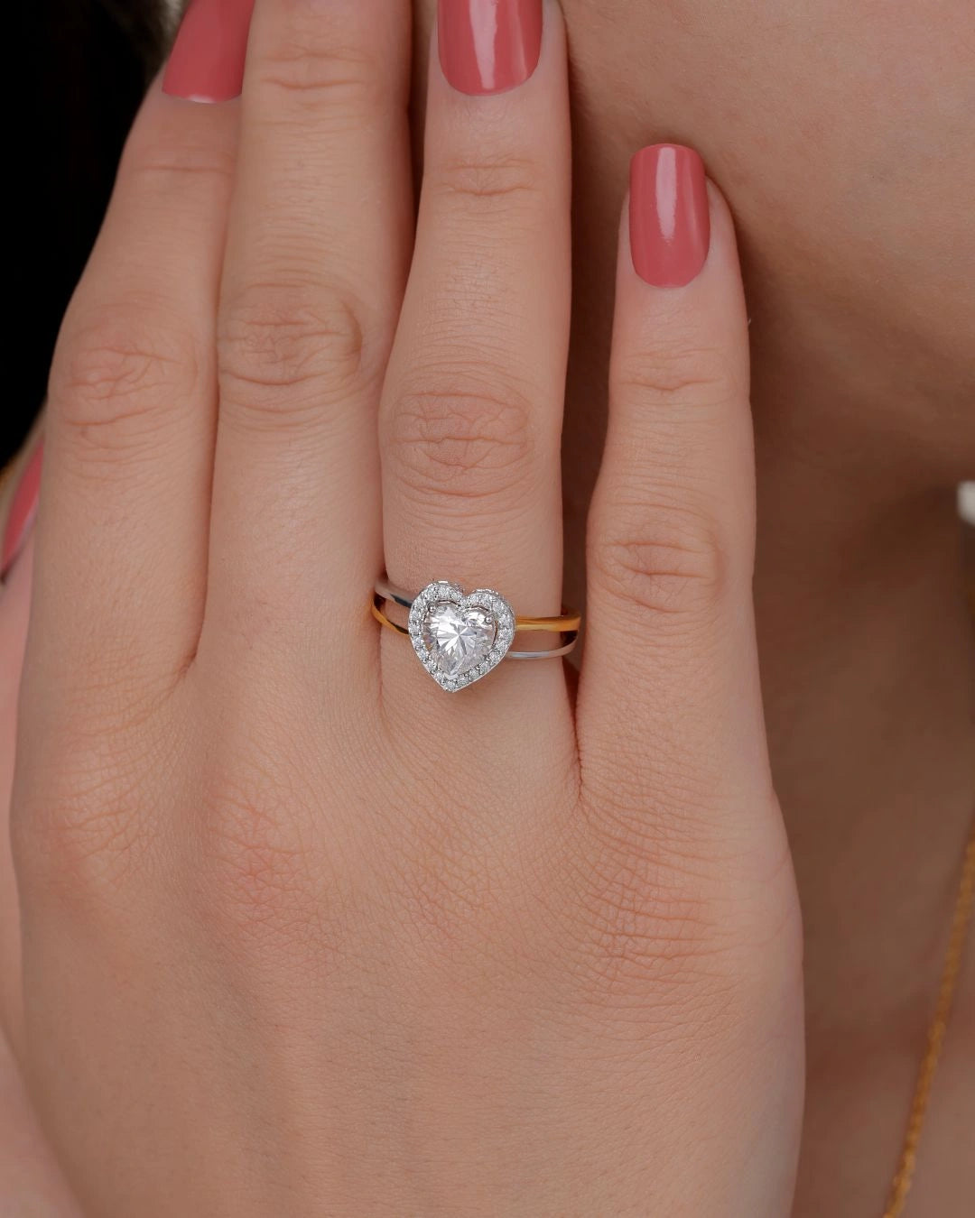 Heart Halo Solitaire Ring