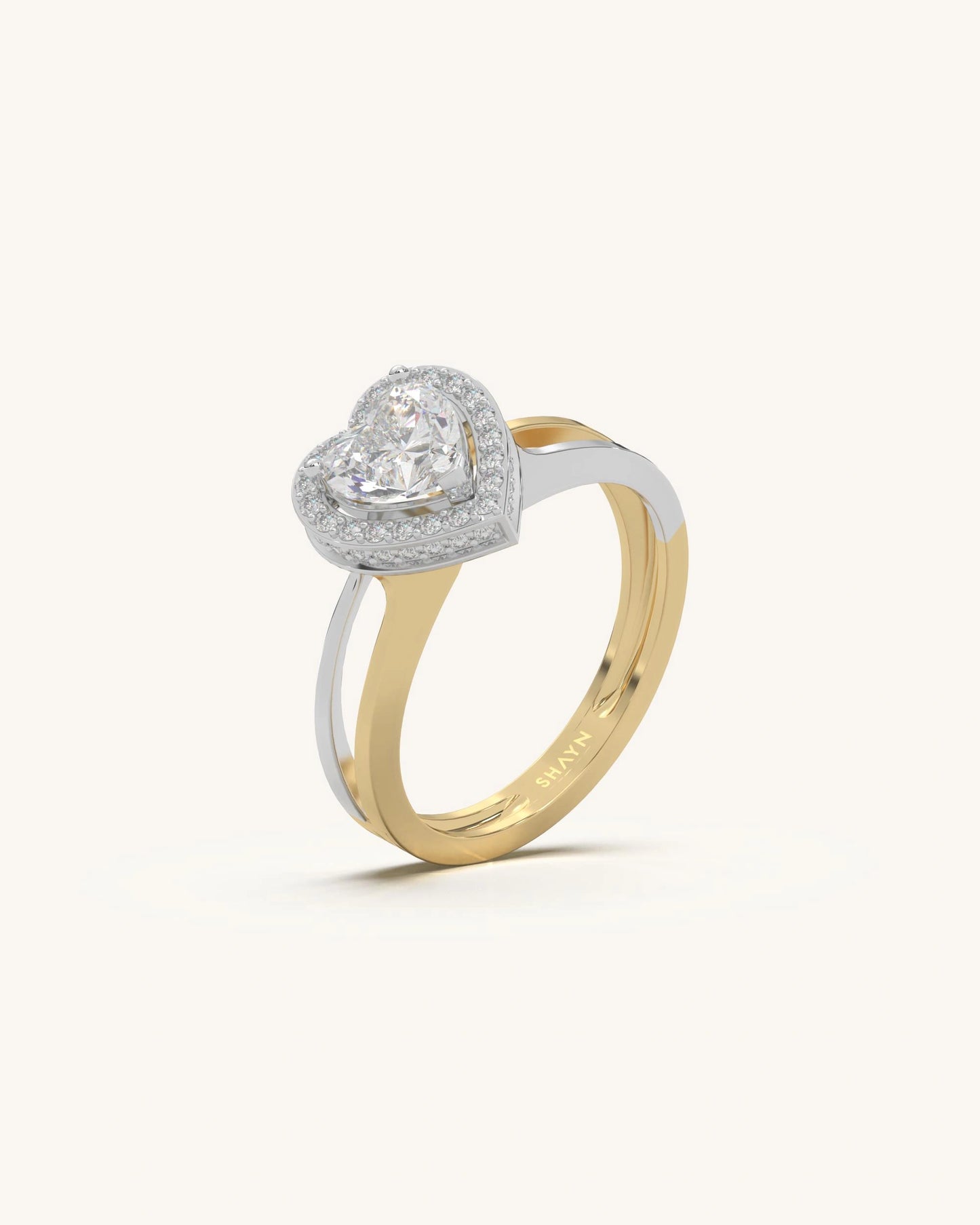 Heart Halo Solitaire Ring