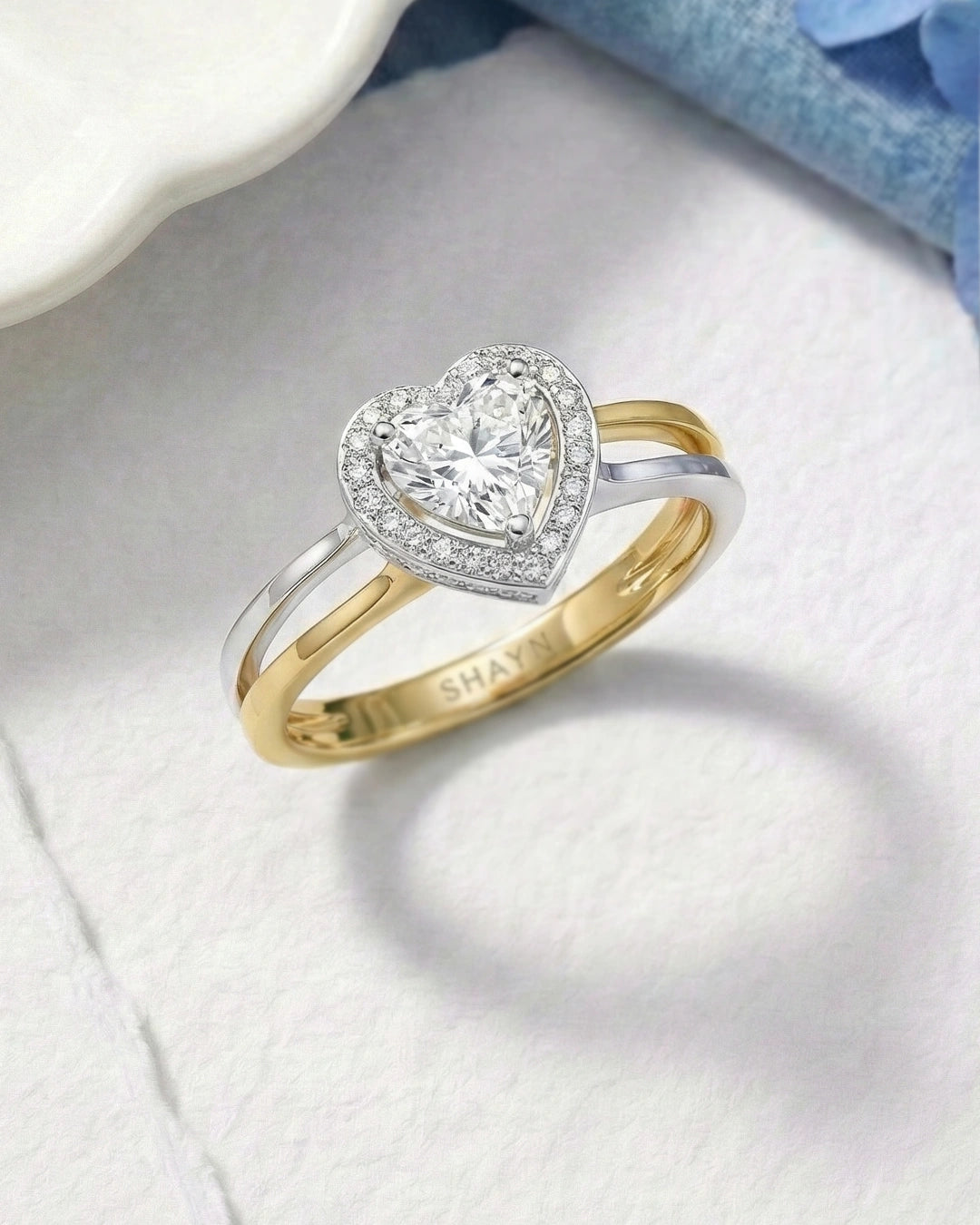 Heart Halo Solitaire Ring
