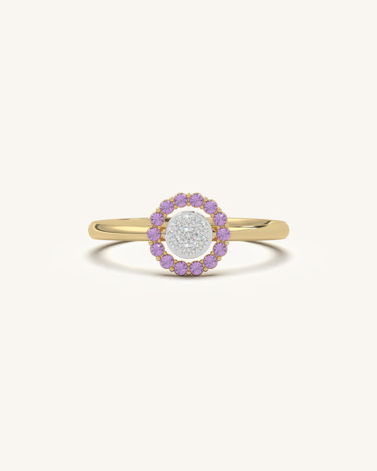 Pink Halo Diamond Ring