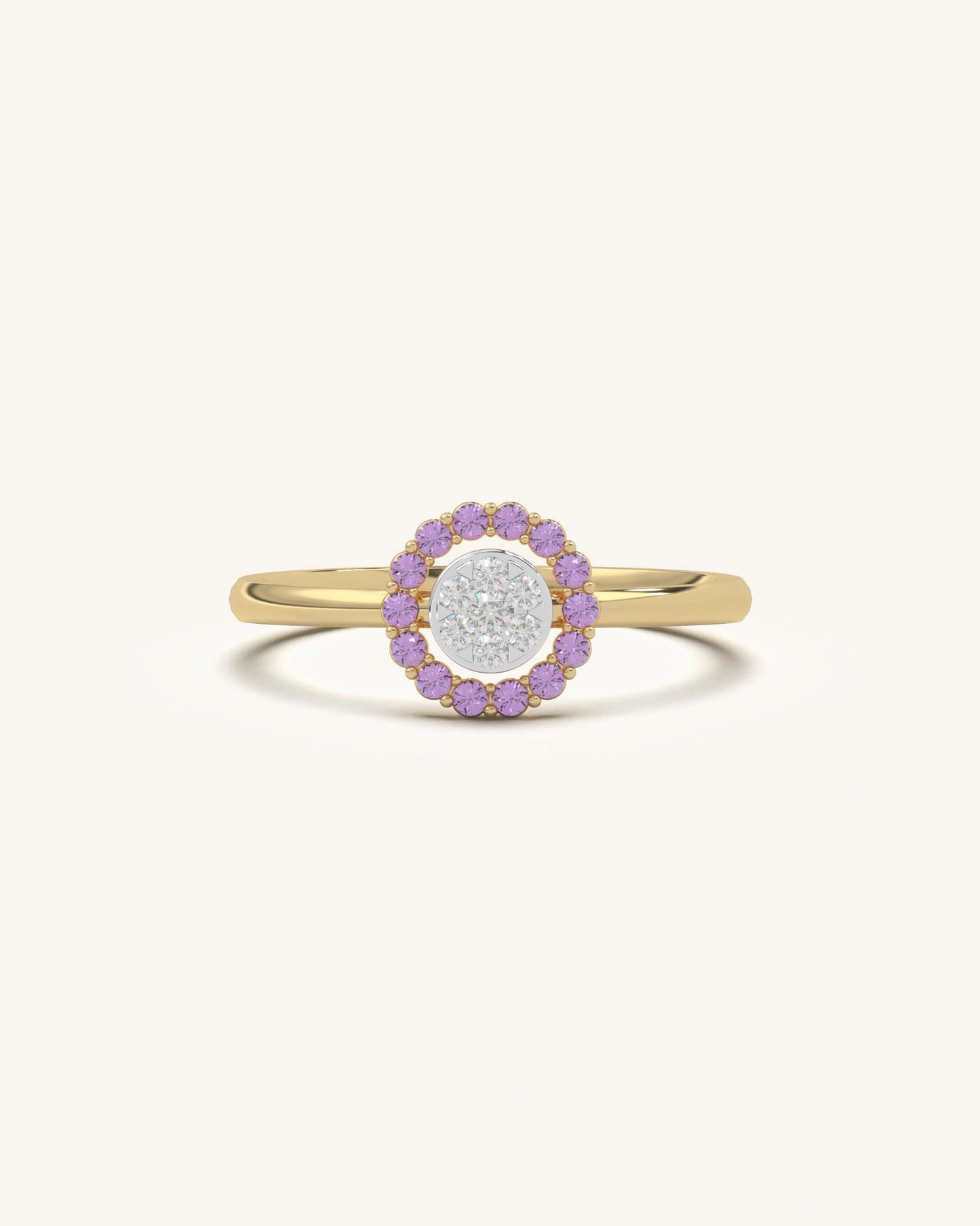 Pink Halo Diamond Ring