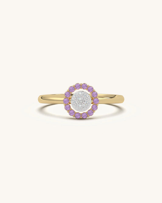 Pink Halo Diamond Ring