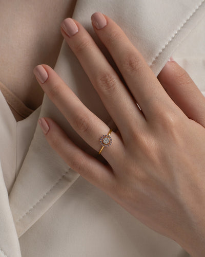 Pink Halo Diamond Ring