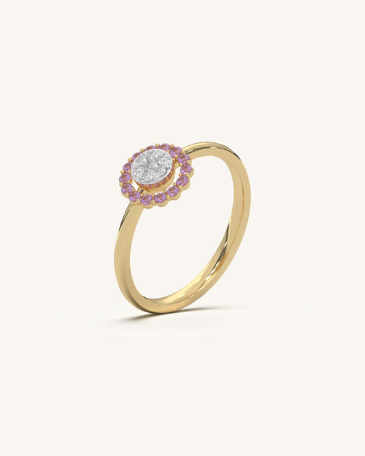 Pink Halo Diamond Ring