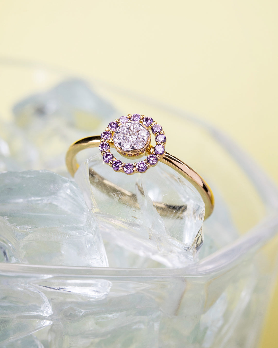 Pink Halo Diamond Ring