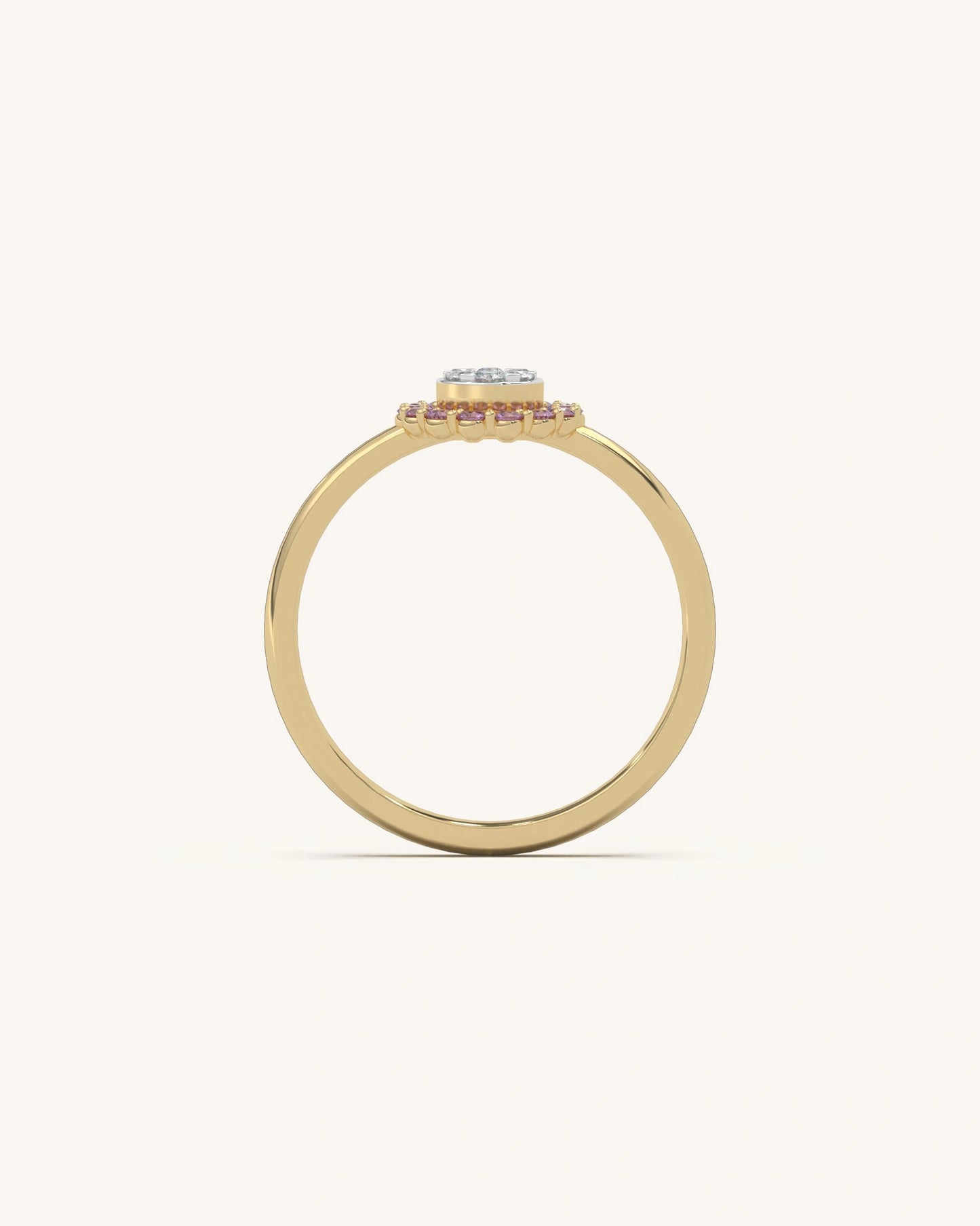 Pink Halo Diamond Ring