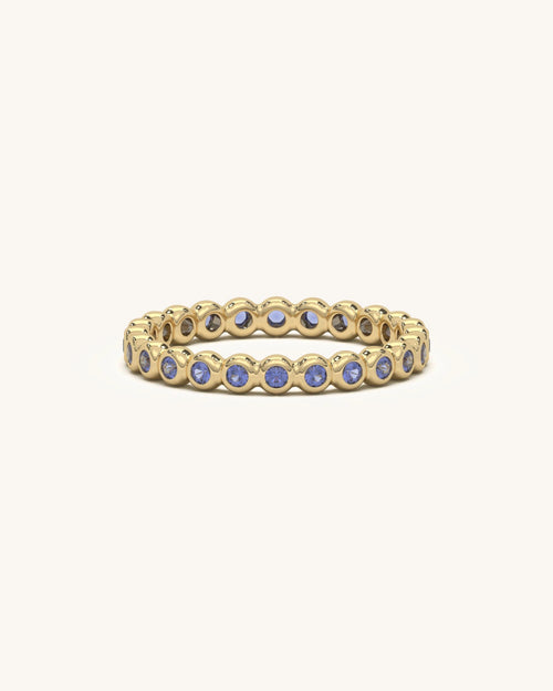 Elegant Blue Stone Band Ring with vibrant blue stones in 925 Sterling Silver 18K Gold Vermeil
