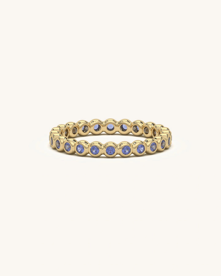 Elegant Blue Stone Band Ring with vibrant blue stones in 925 Sterling Silver 18K Gold Vermeil