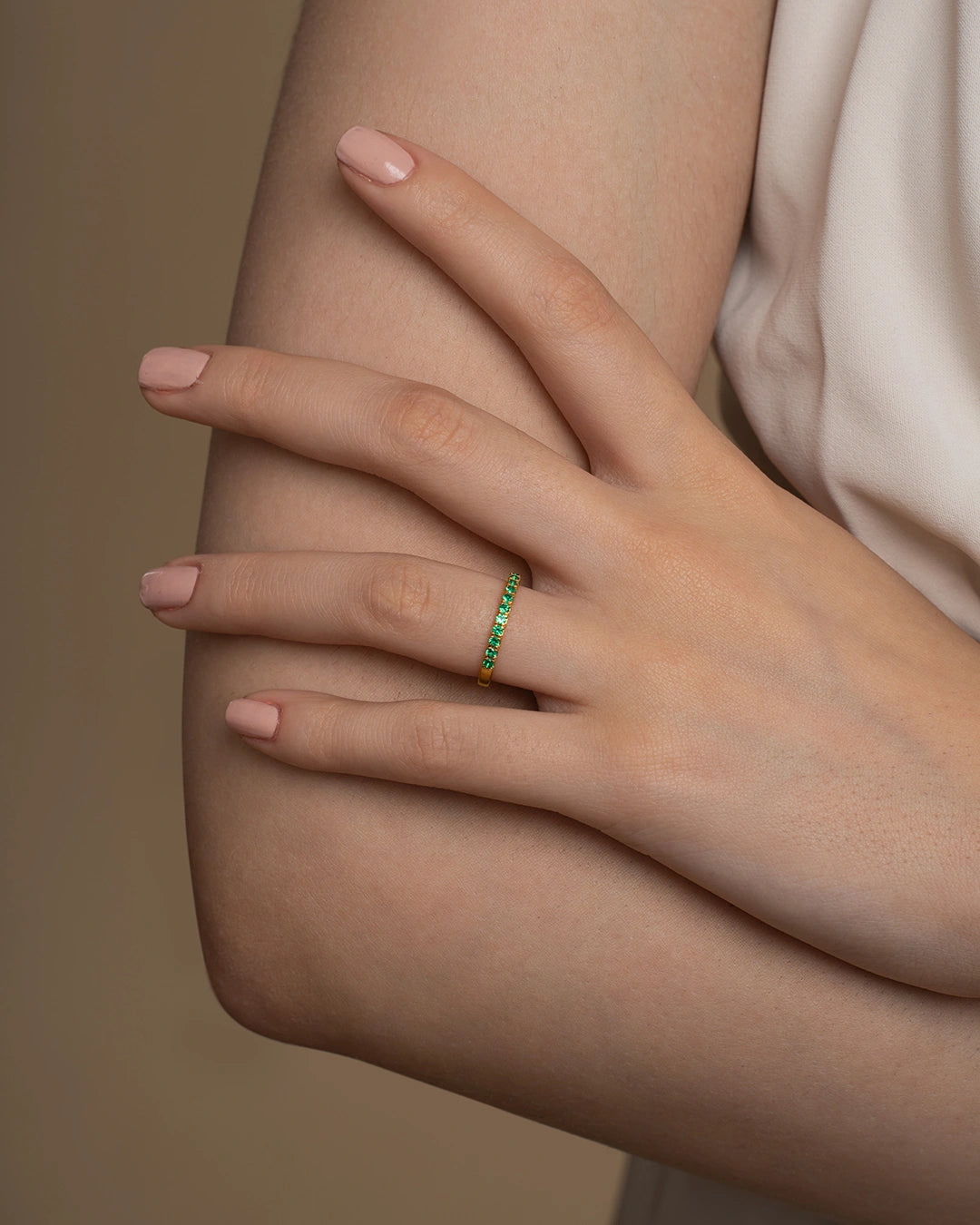Green Classic Band Ring