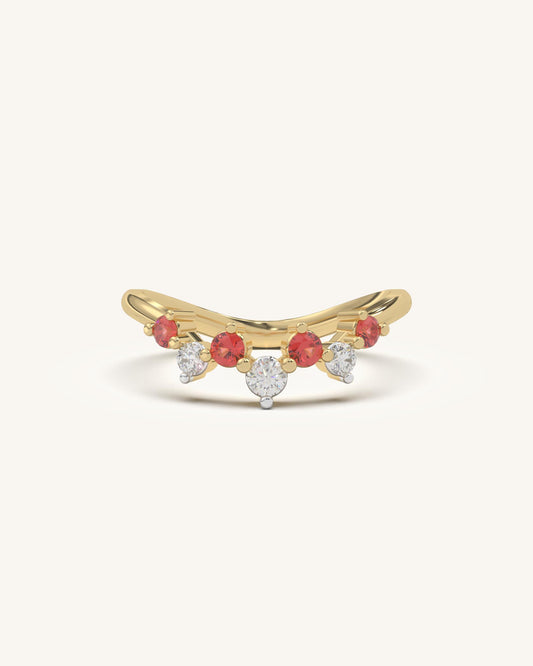 Red White Curve Ring