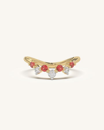 Red White Curve Ring