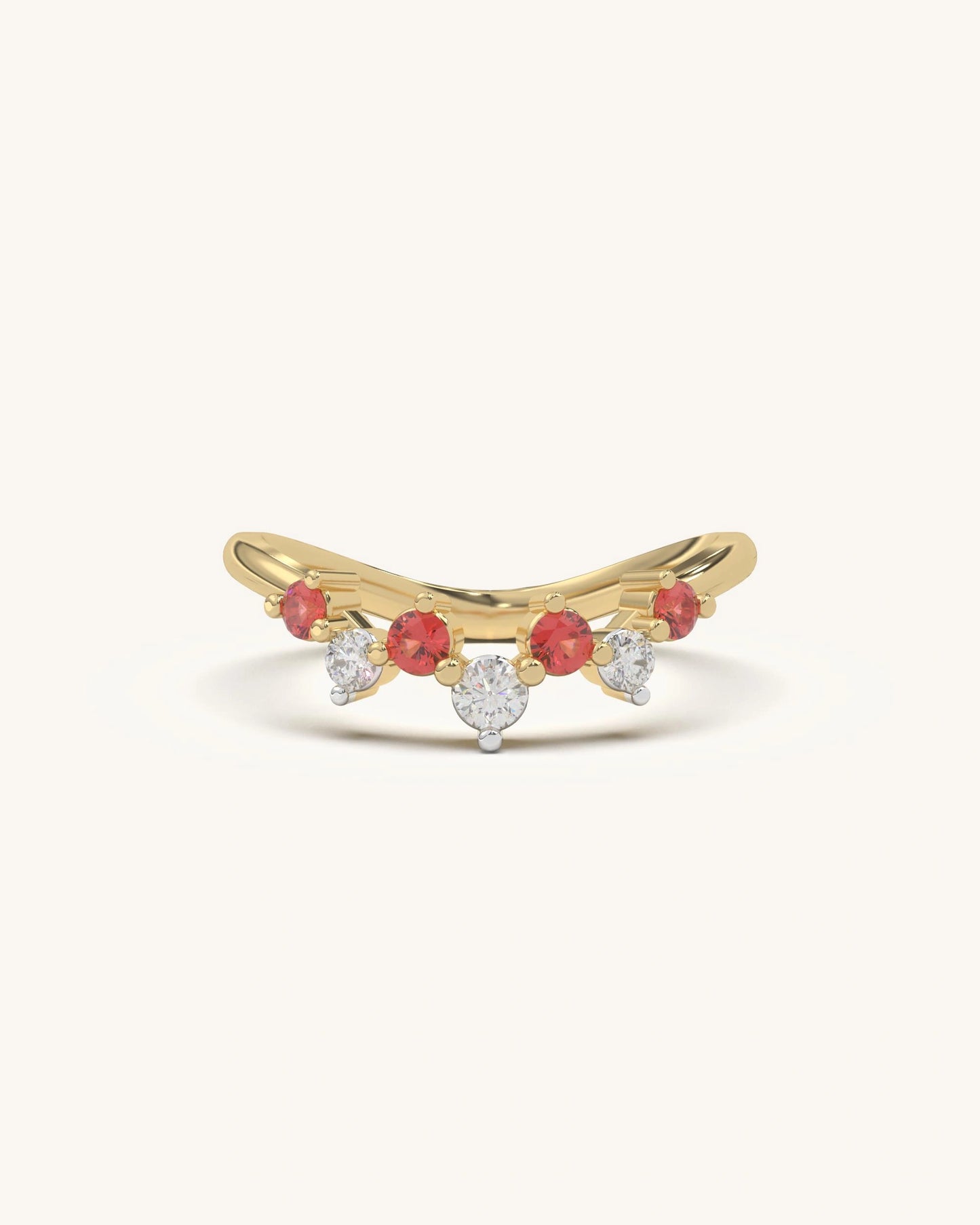 Red White Curve Ring