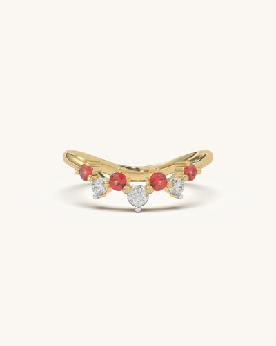 Red White Curve Ring