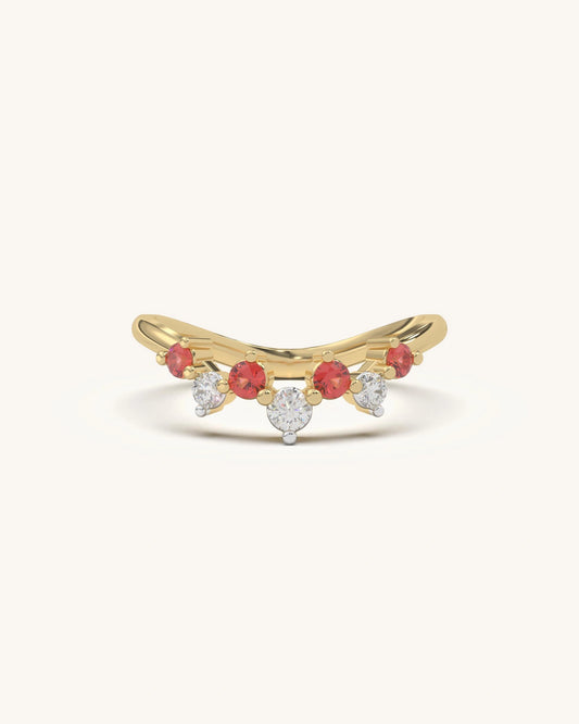 Red White Curve Ring