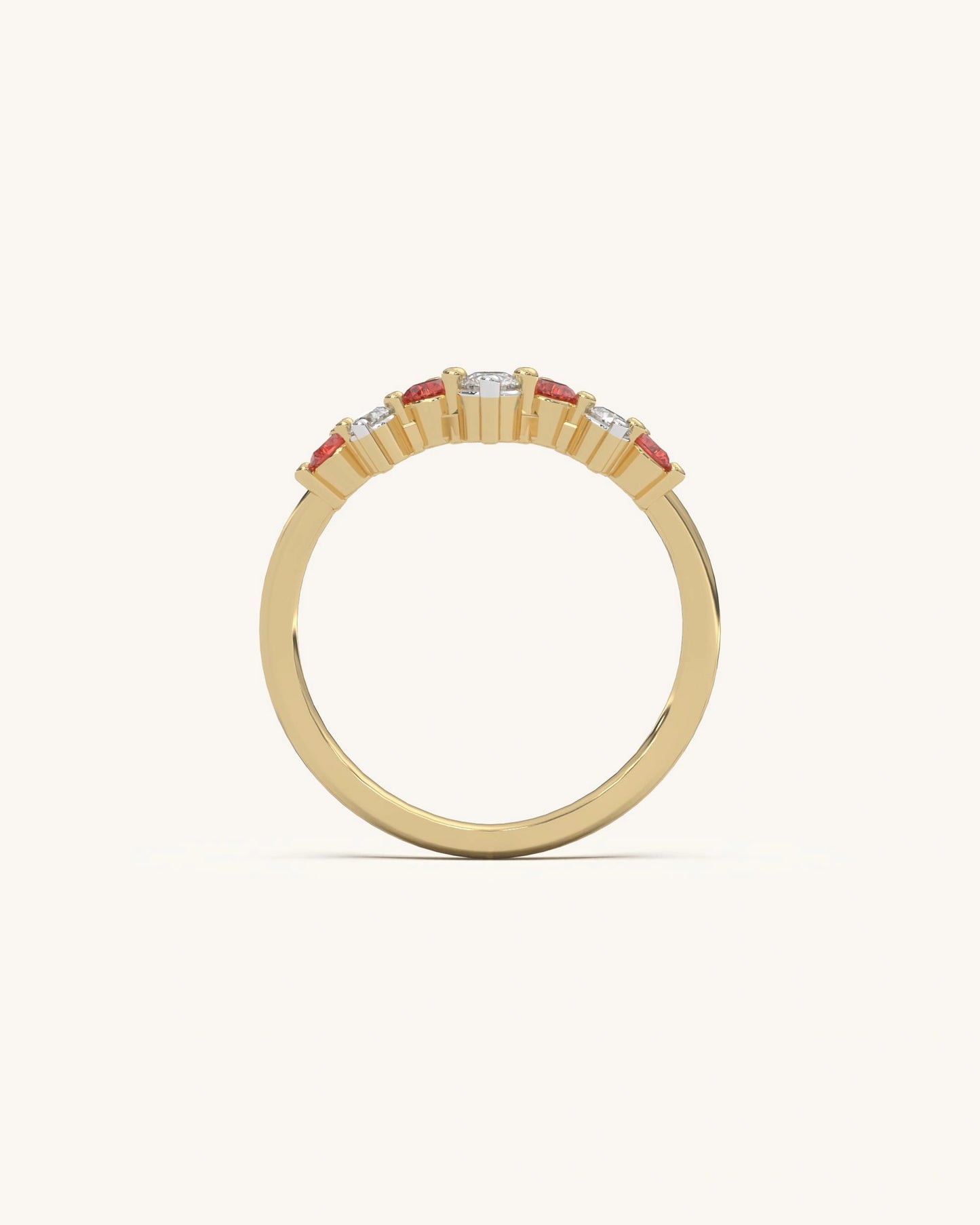 Red White Curve Ring