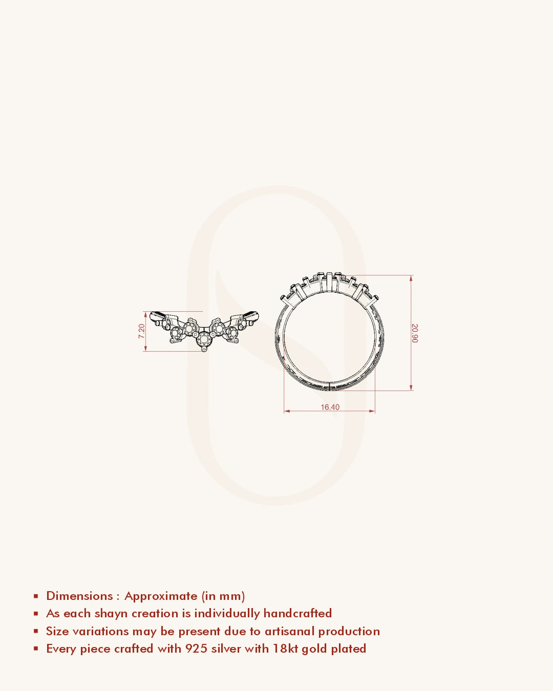 Red White Curve Ring