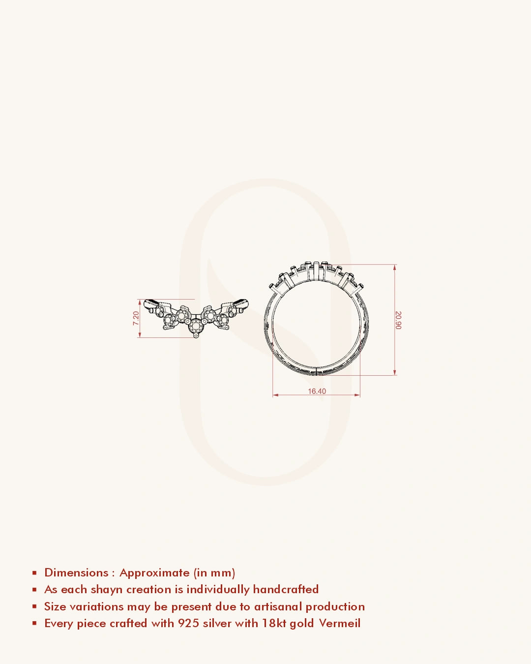 Red White Curve Ring