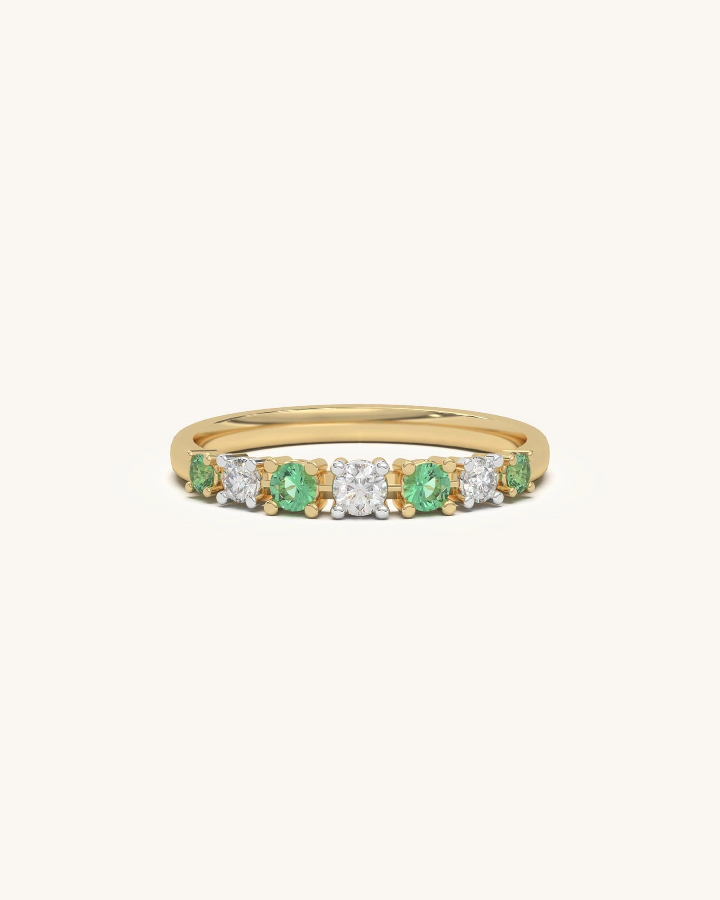 Green Diamond Band Ring