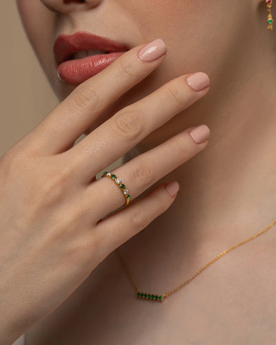 Green Diamond Band Ring