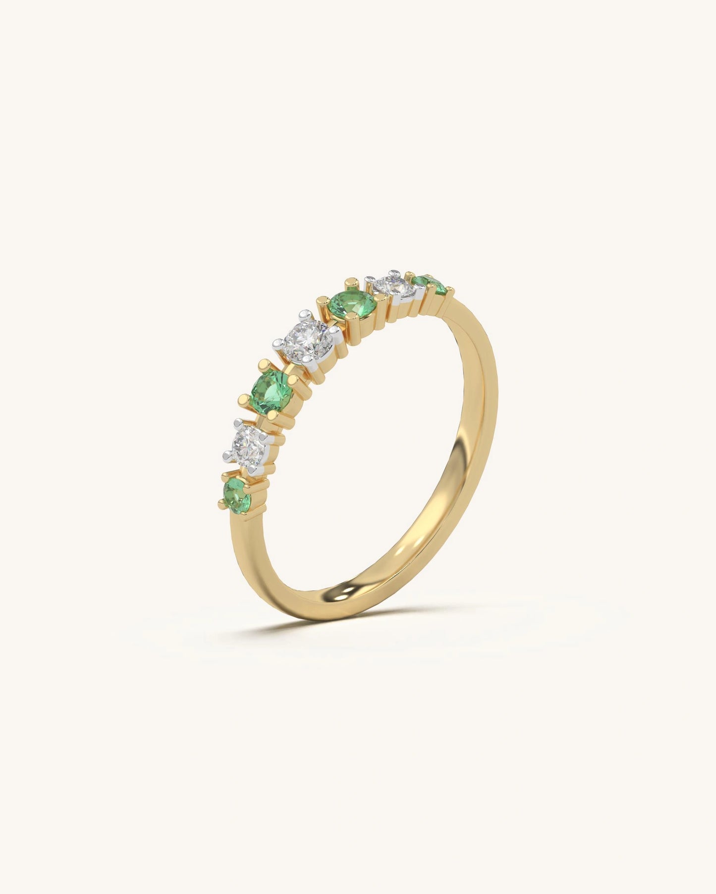 Green Diamond Band Ring