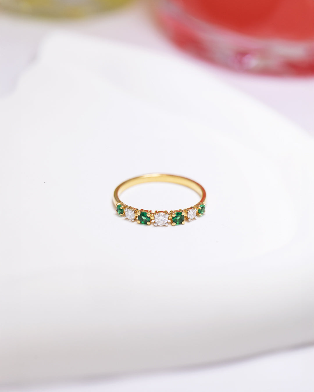 Green Diamond Band Ring