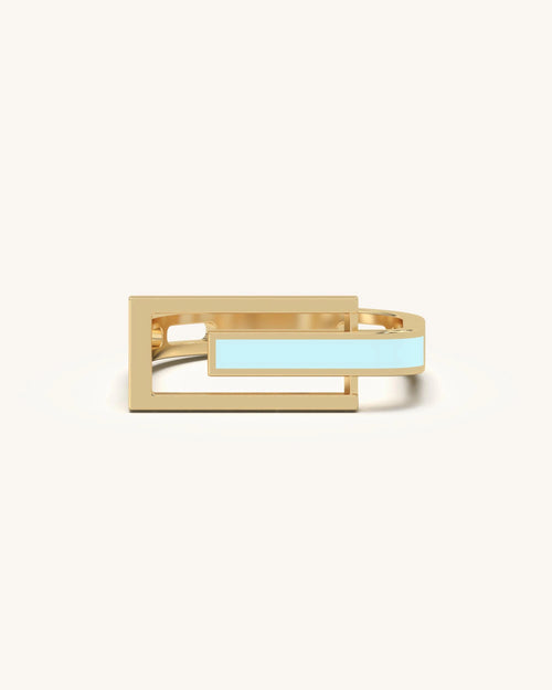 Frame Curve Sky Blue Enamel Ring in Gold Vermeil and 925 Sterling Silver
