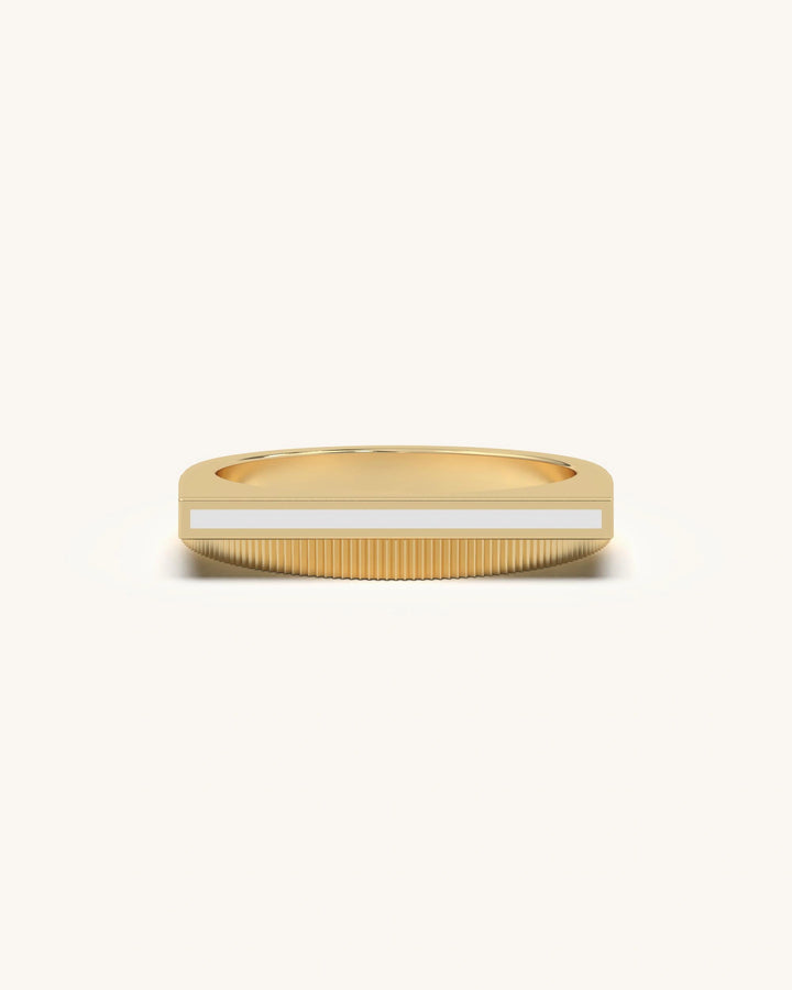Minimal Gold Vermeil White Enamel Ring on 925 Sterling Silver