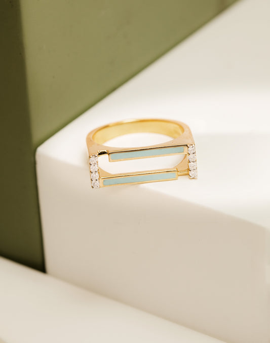 Double Bar Diamond Ring