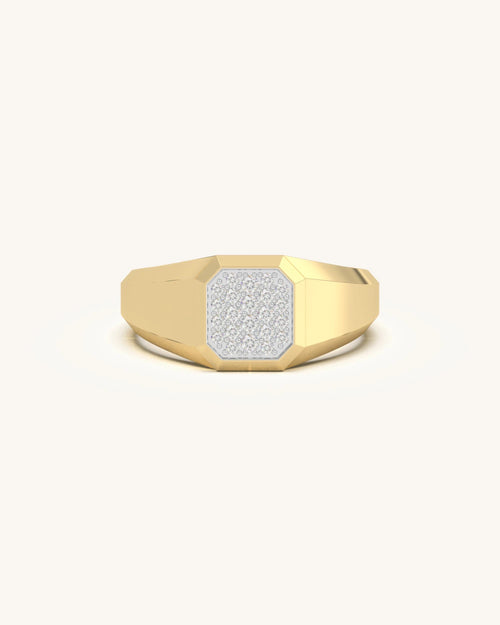 Mens diamond rings octagonal signet band in 18KT Gold Vermeil finish