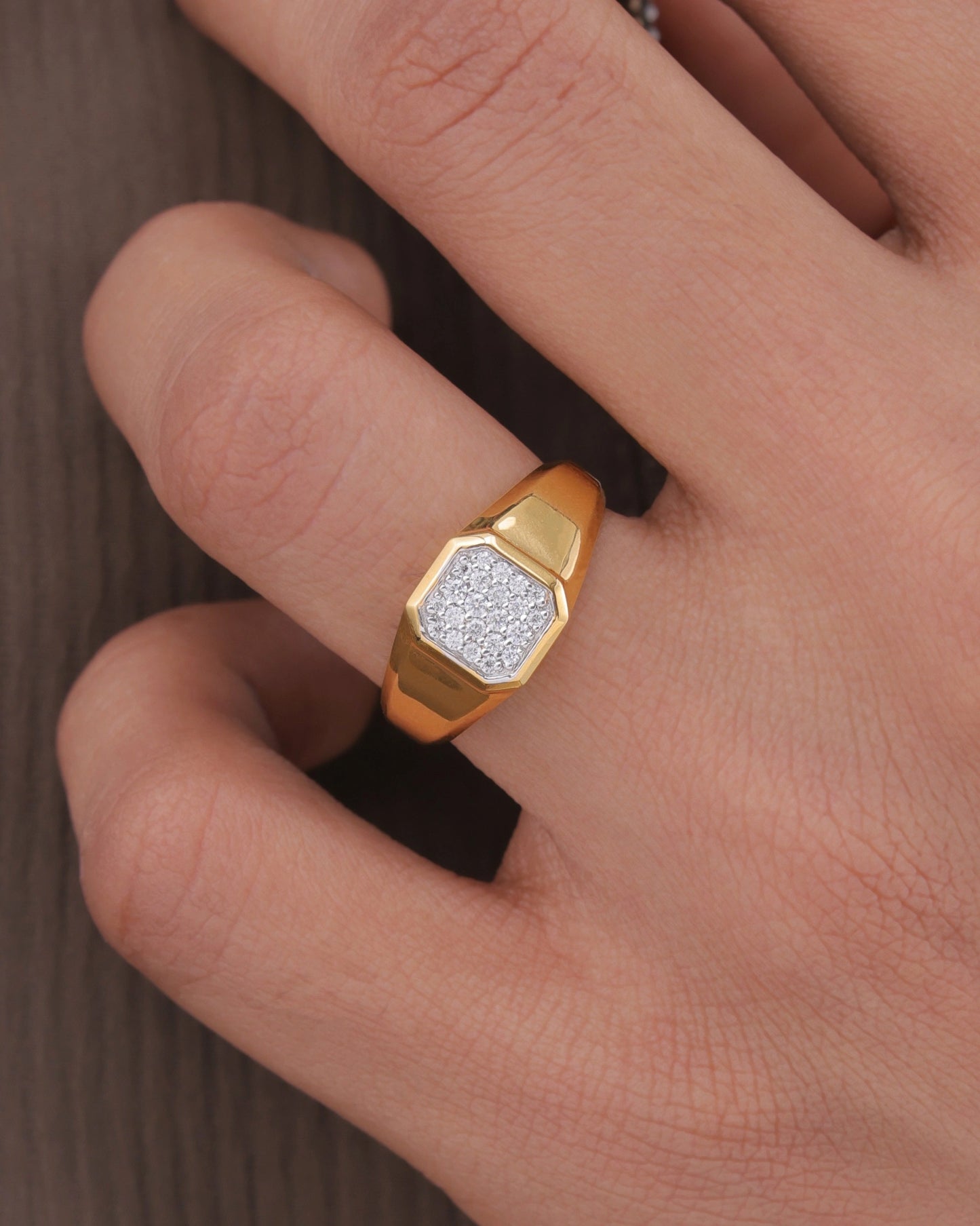 Mossanite Pave Signet Ring