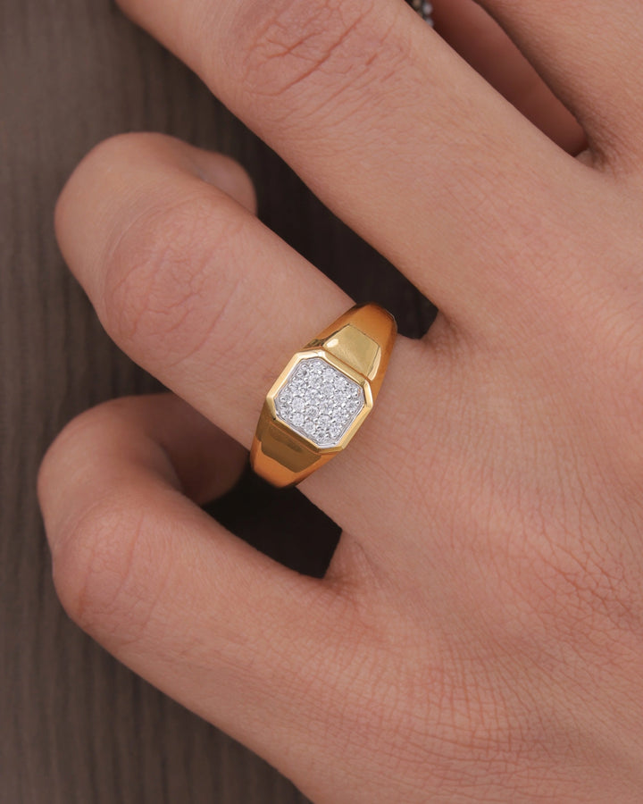 Mossanite Pave Signet Ring