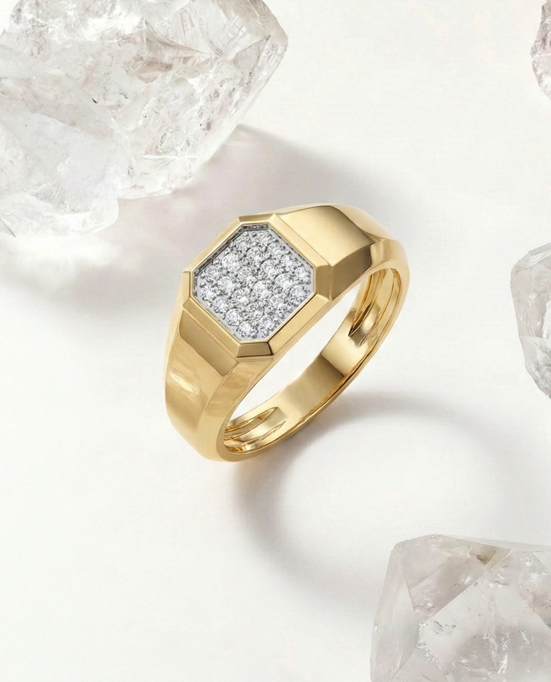 Mossanite Pave Signet Ring