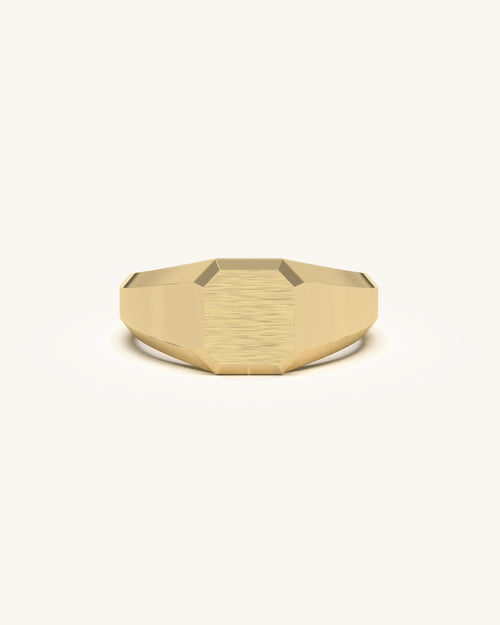Mens ring designs in gold with matte brushed face in 18KT Gold Vermeil finish