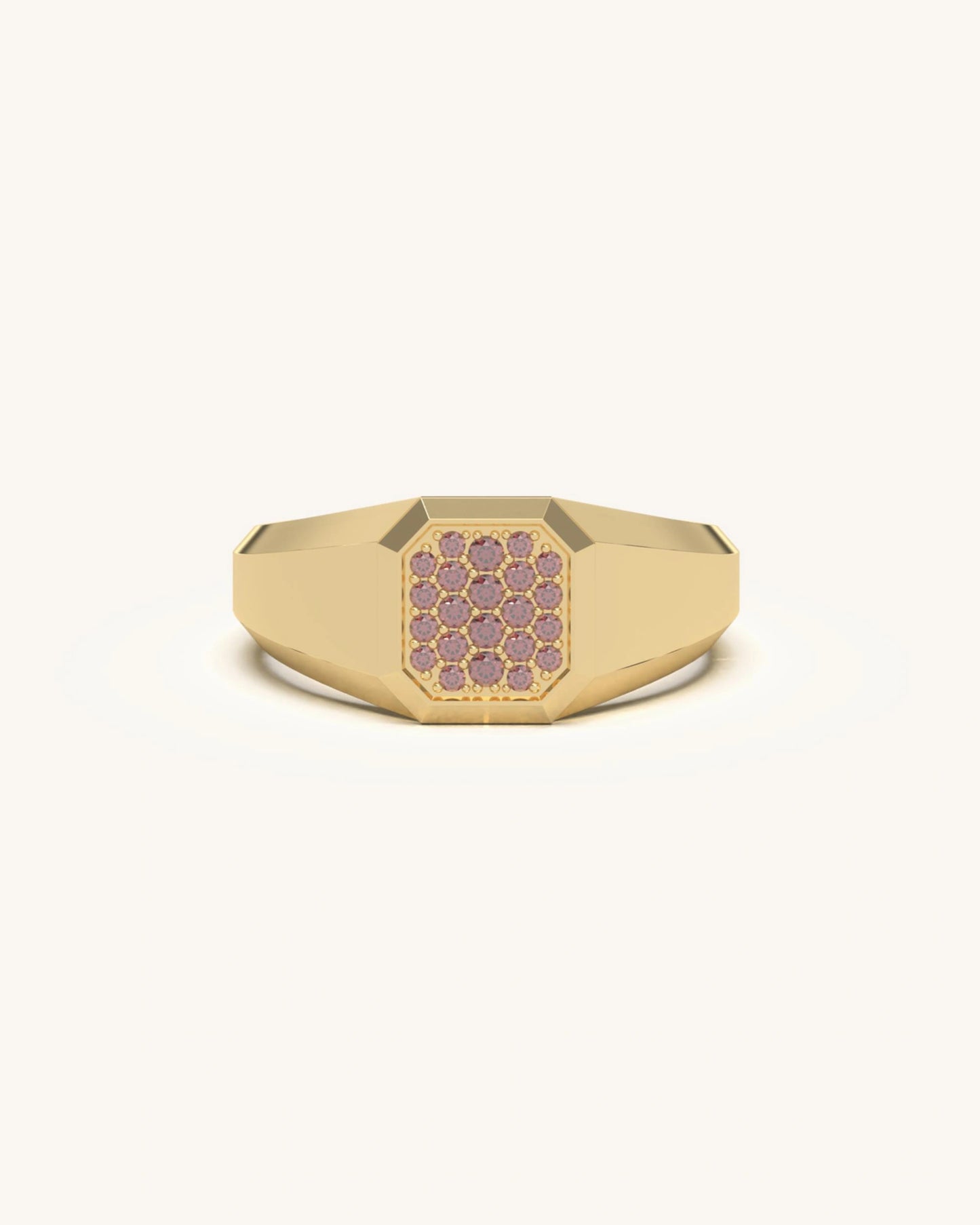 Champagne Pave Signet Ring