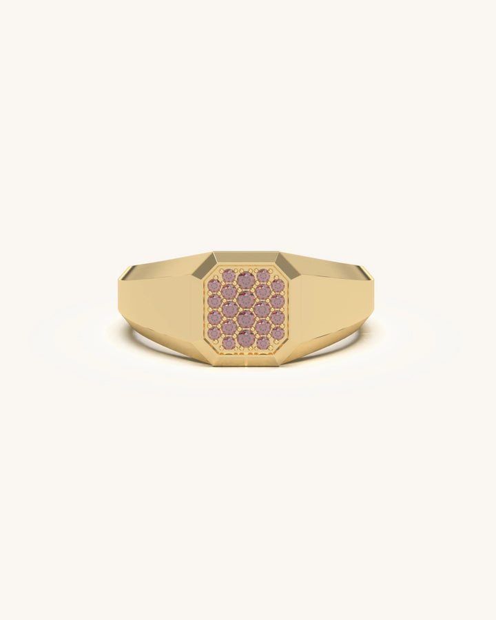 Champagne Pave Signet Ring
