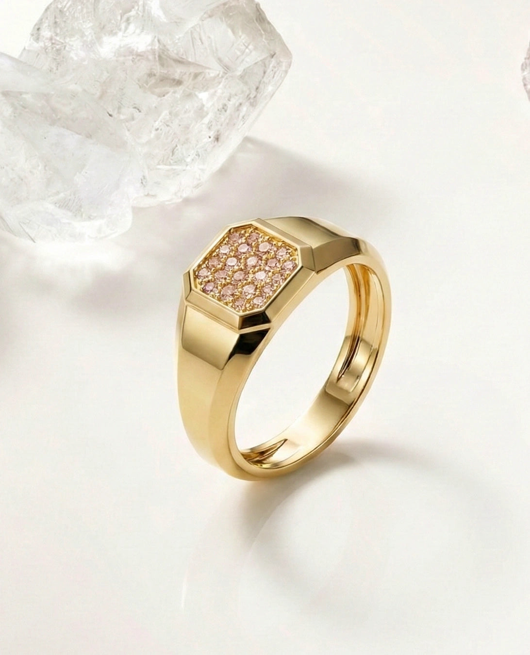 Champagne Pave Signet Ring