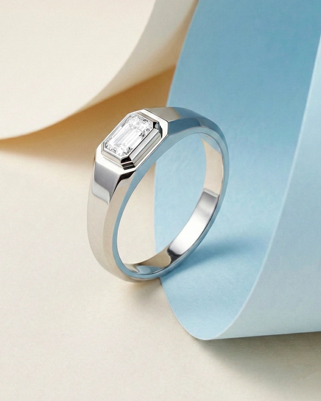 Emerald Bezel Solitaire Band