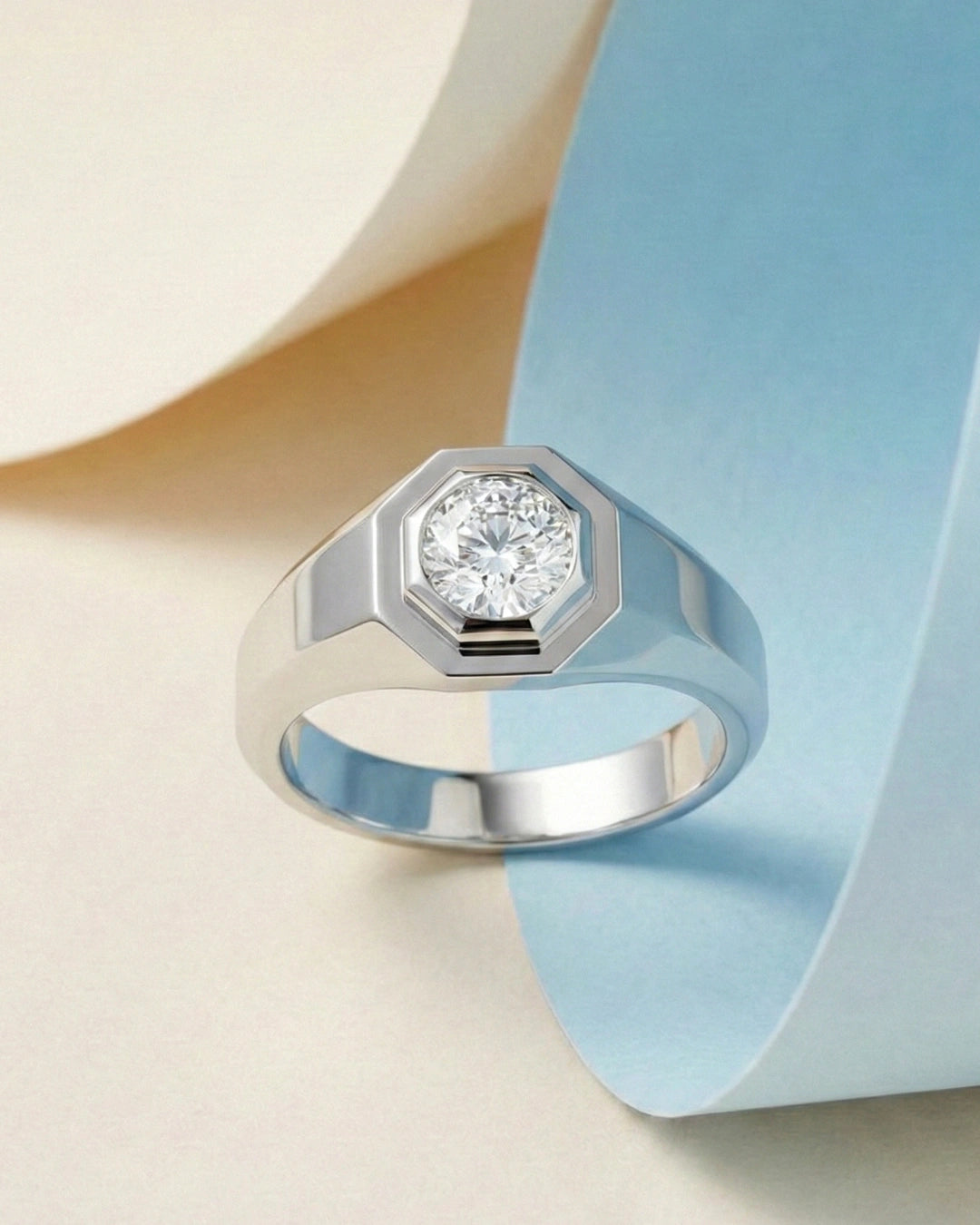 Asscher Bezel Solitaire Band
