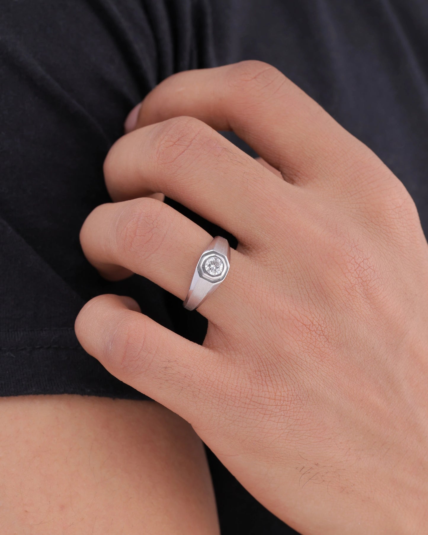 Asscher Bezel Solitaire Band