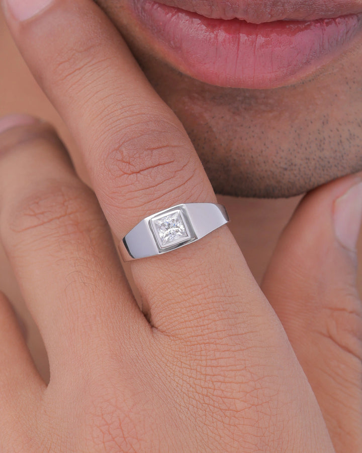 Princess Cut Bezel Solitaire Band