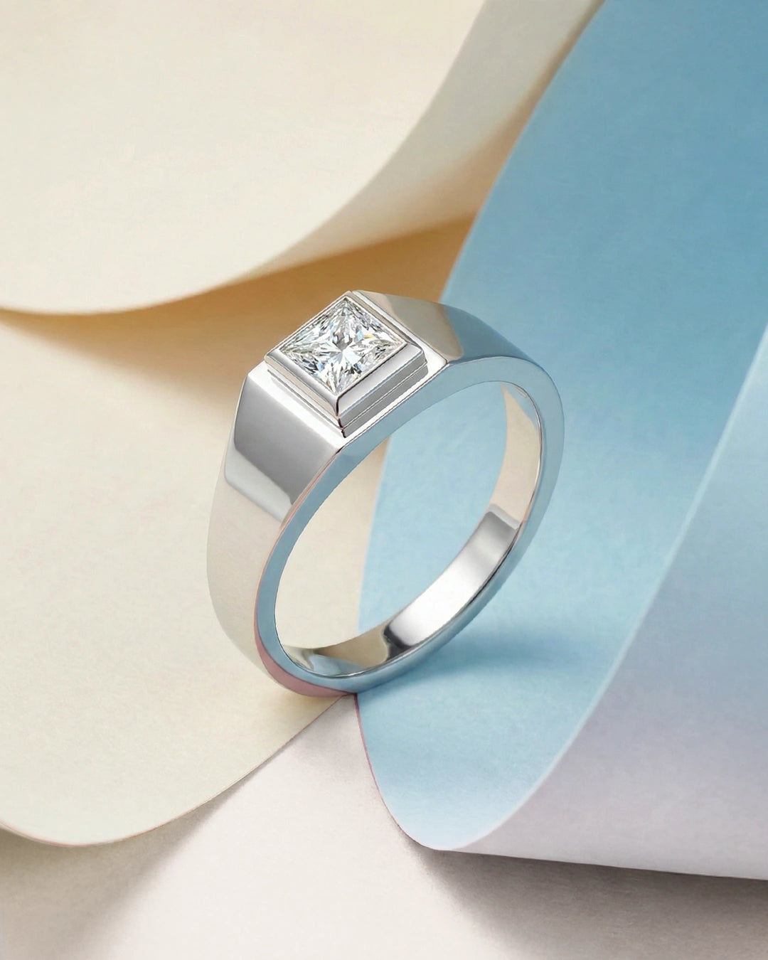 Princess Cut Bezel Solitaire Band