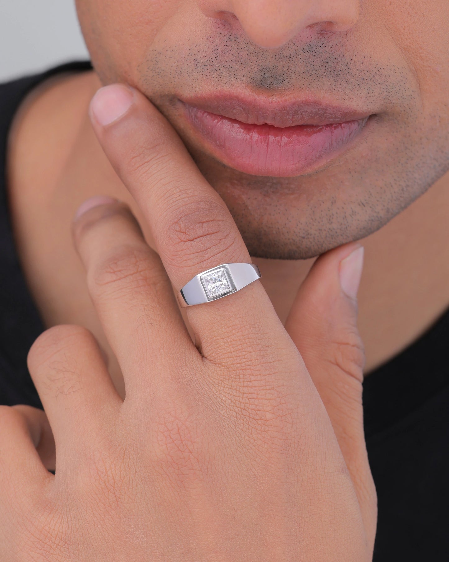 Princess Cut Bezel Solitaire Band